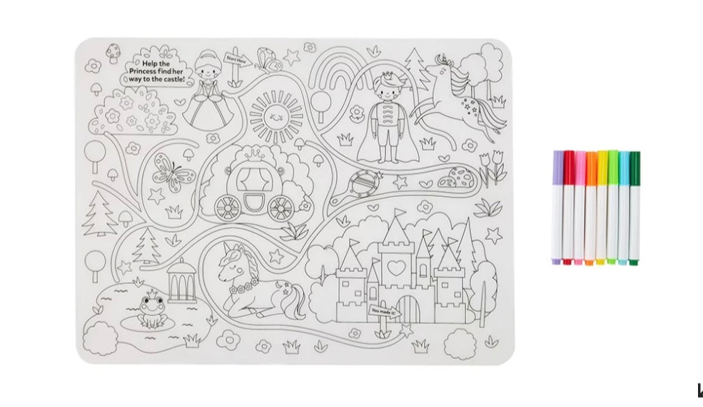 Colour-in Silicone Mat - Castle