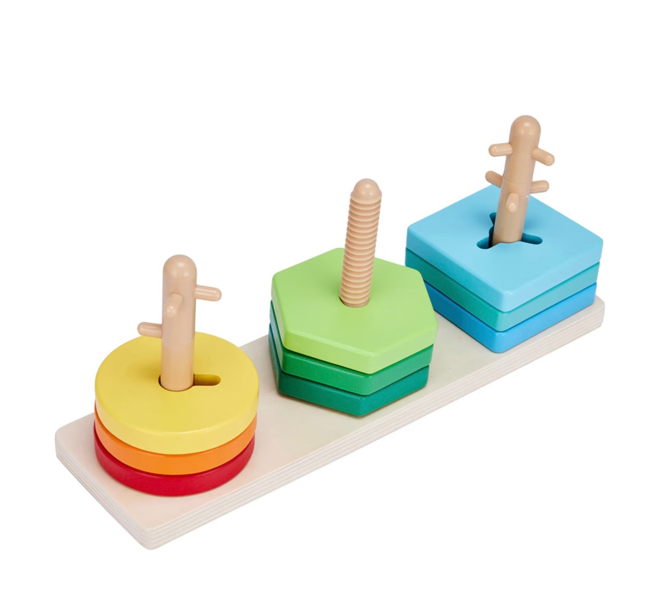 Wooden Peg Stacker - 3 pegs